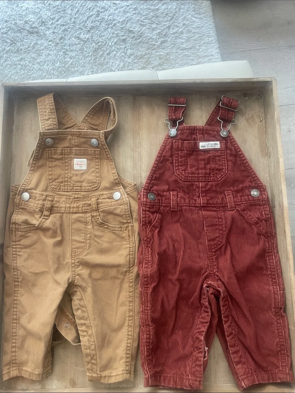 Old Navy  and Carters Rust Red Corduroy Overalls baby
